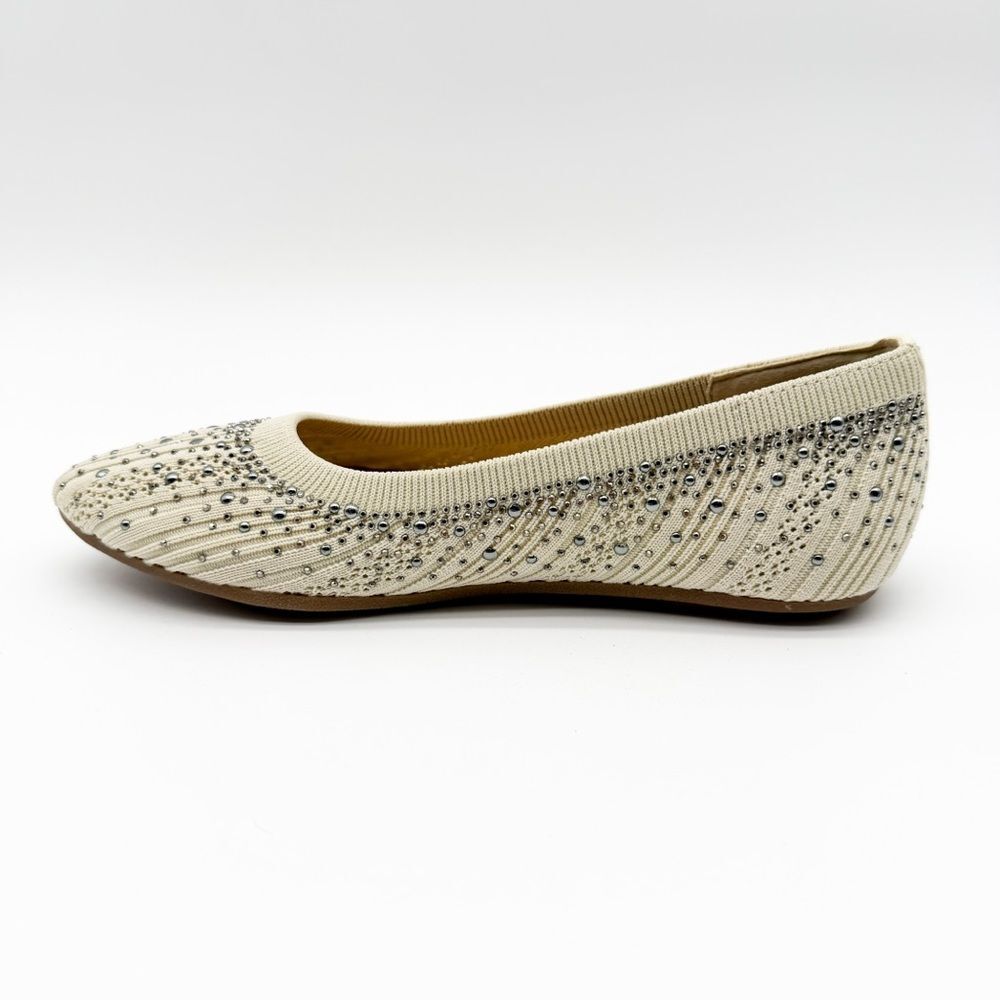 XOXO Laine Studded Ballet Flats Stretch Knit Slip On Sparkle Off White 6 NEW - Picture 10 of 15